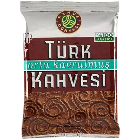 Coffee World Medium Roast Turkish Coffee 100 gr x 2 Pack Balanced Flavor from Turkiye - MALLTURK