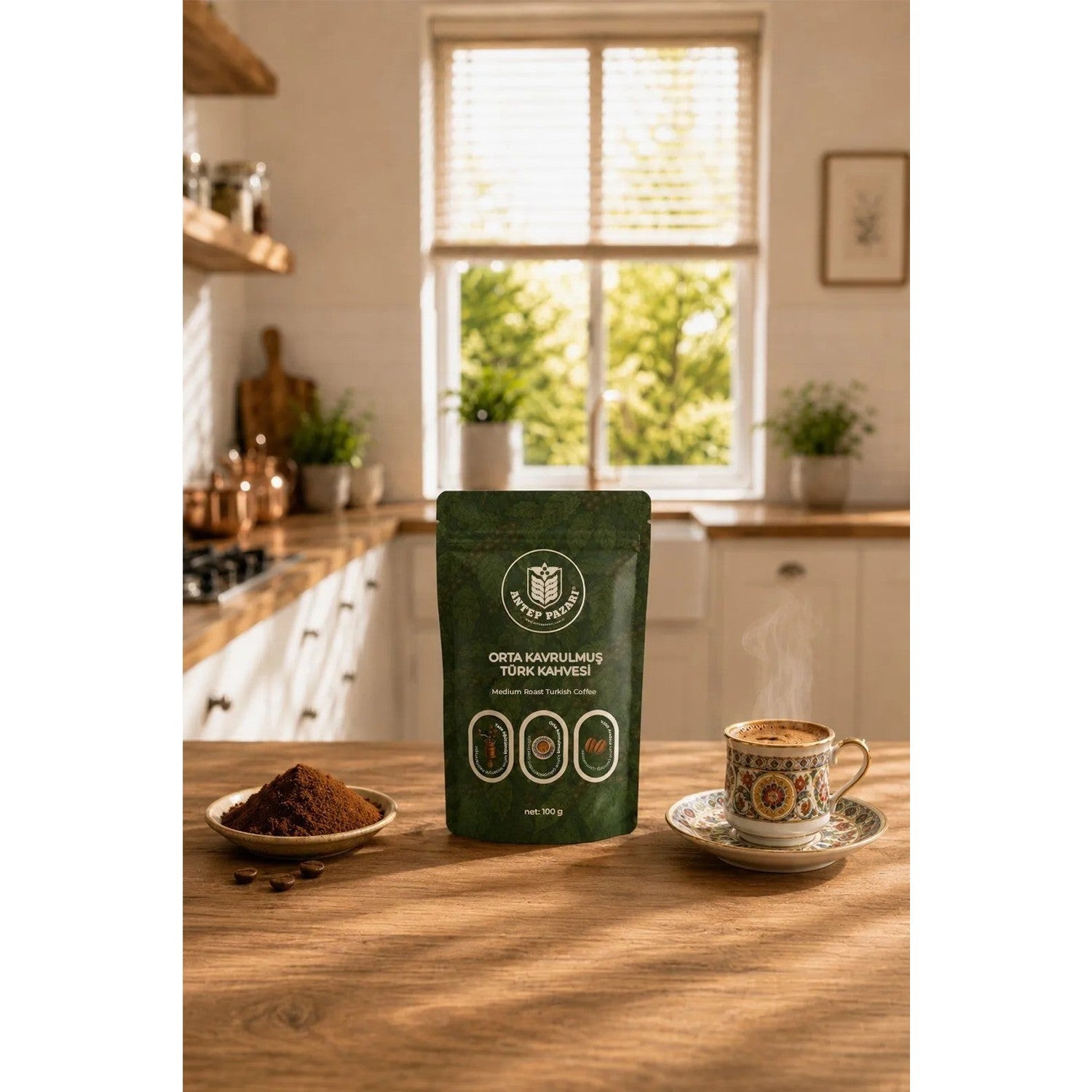 Antep Pazari Turkish Coffee - Medium Roast - 100 gr x 2 packs - MALLTURK