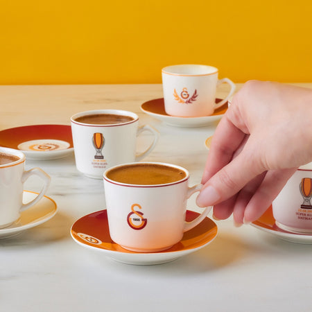 Karaca x Galatasaray Licensed Turkish Coffee Cup Set for 6, 80 ml - MALLTURK