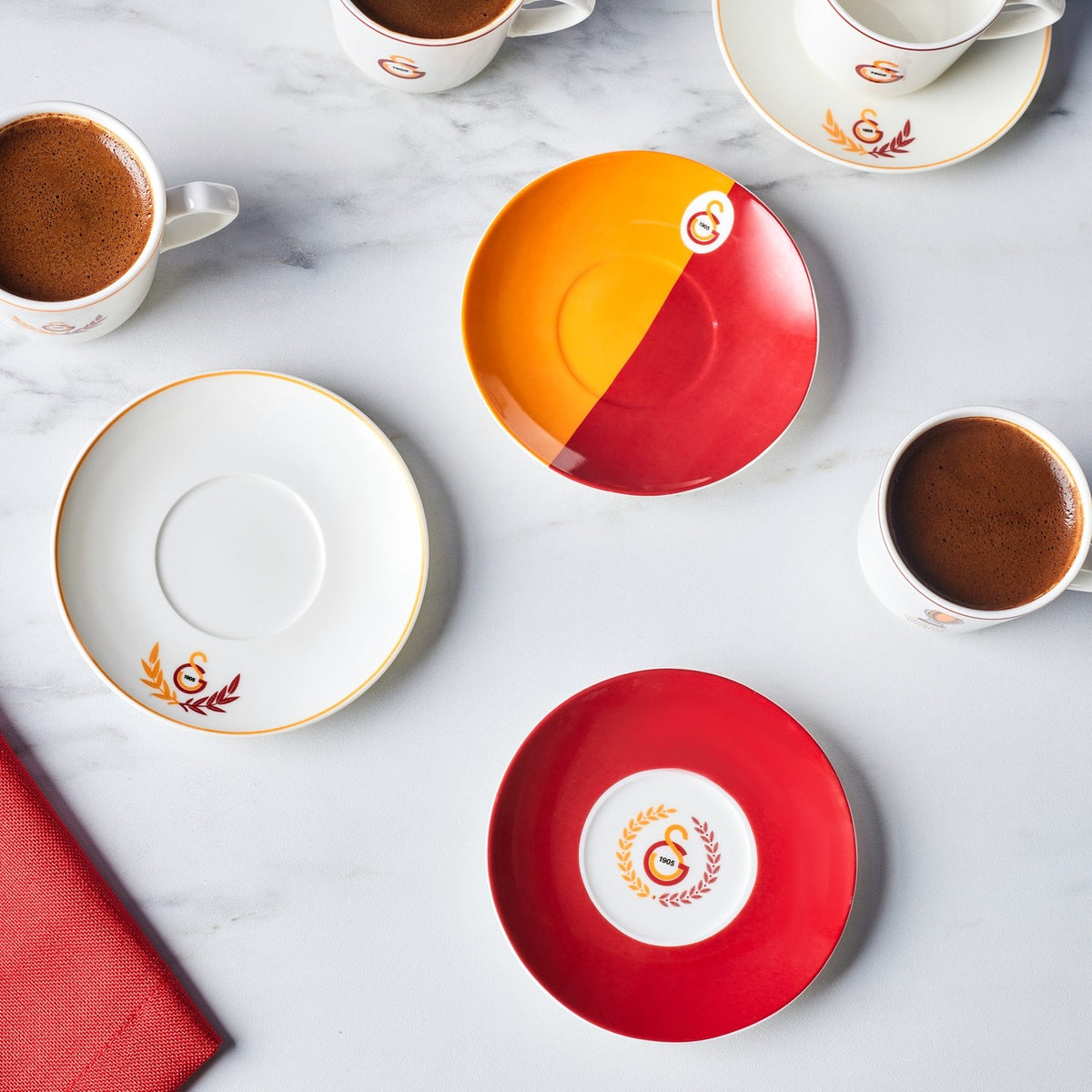 Karaca x Galatasaray Licensed Turkish Coffee Cup Set for 6, 80 ml - MALLTURK