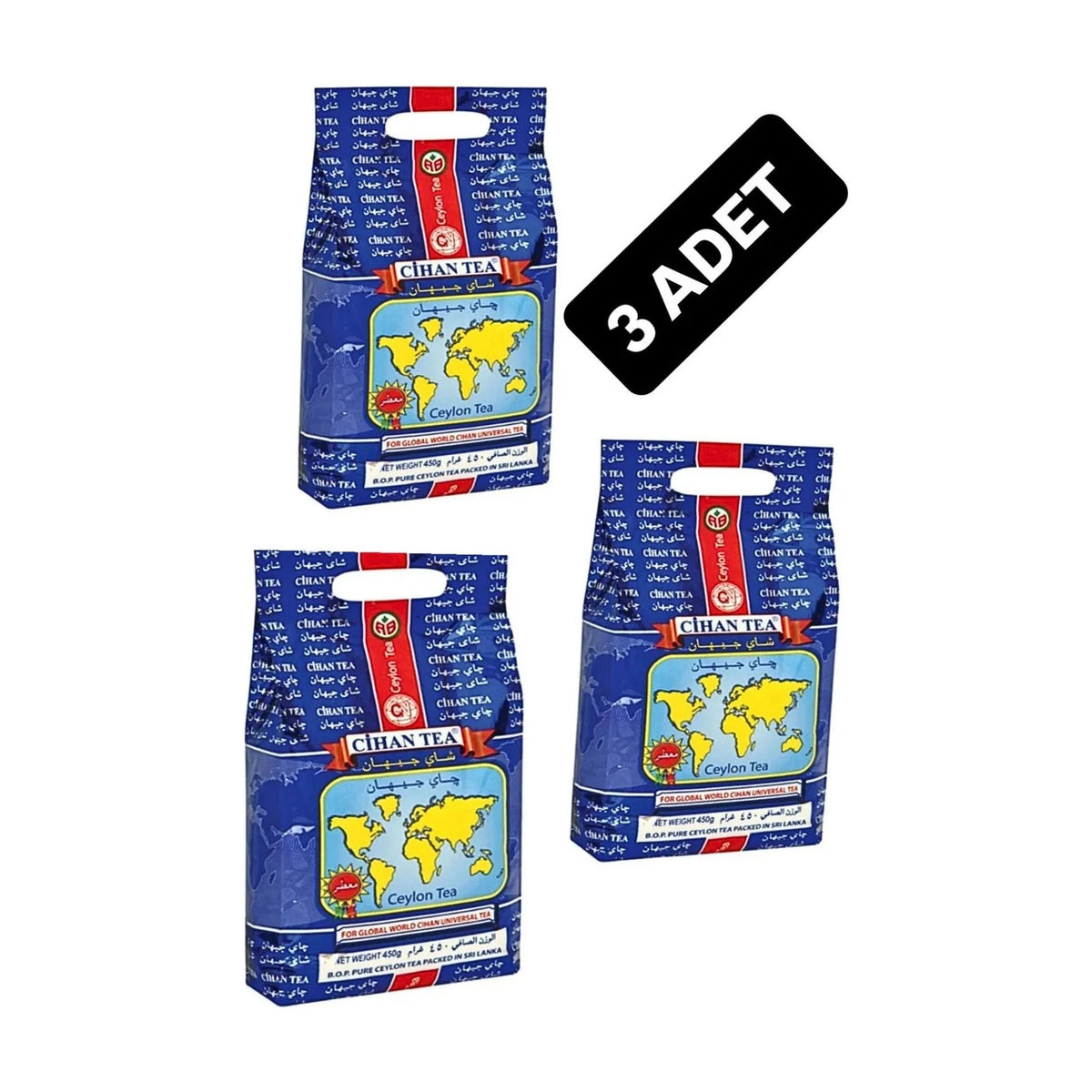 Csm Cihan Tea 3-pack Set 1200 g Bergamot Kokulu Dokme Seylan Kacak tea - MALLTURK