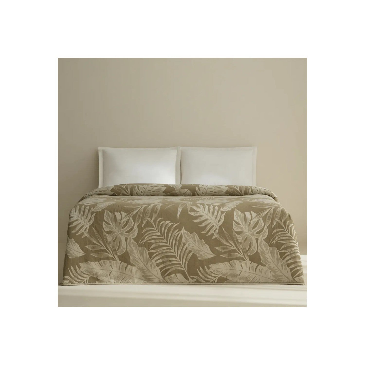 Karaca Home Leafy Sea Muslin Double Single Quilt Khaki - MALLTURK