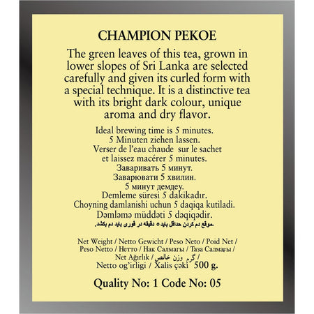 Champion 500 g Champion Pekoe Metal Ambalajda black tea Kalitesi with rich aroma Sunuyor - MALLTURK