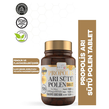 BEE'O 500 mg Propolis Royal Jelly Bee Pollen Lozenges 60 Pieces