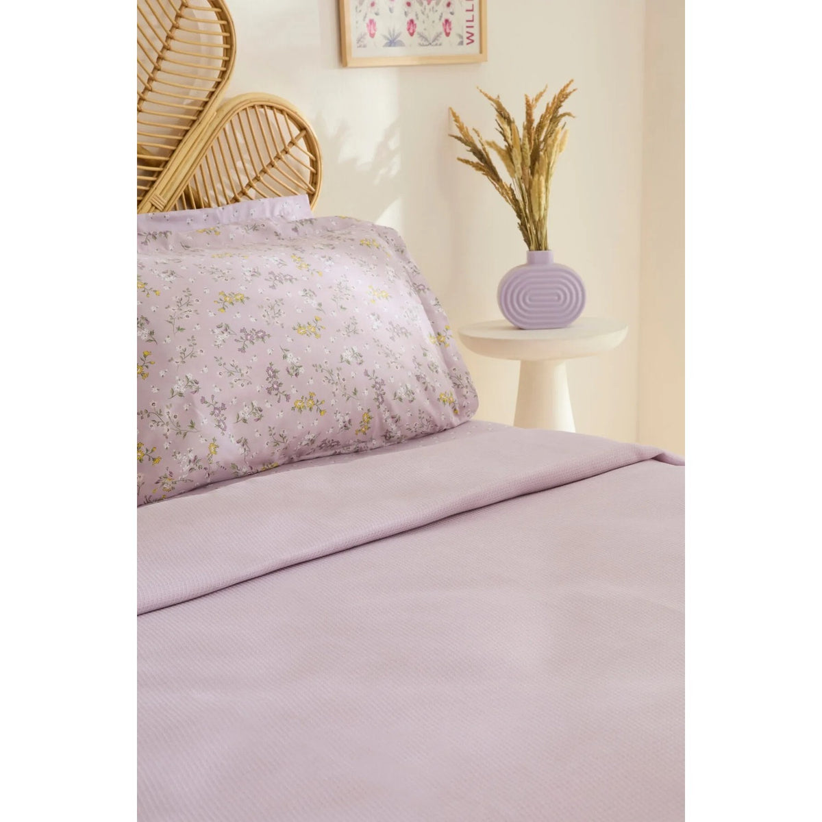 Karaca Home Noa Light Plum Bamboo Double Bed Quilt Set 200x220 cm (2 Pieces) Pillowcases - MALLTURK