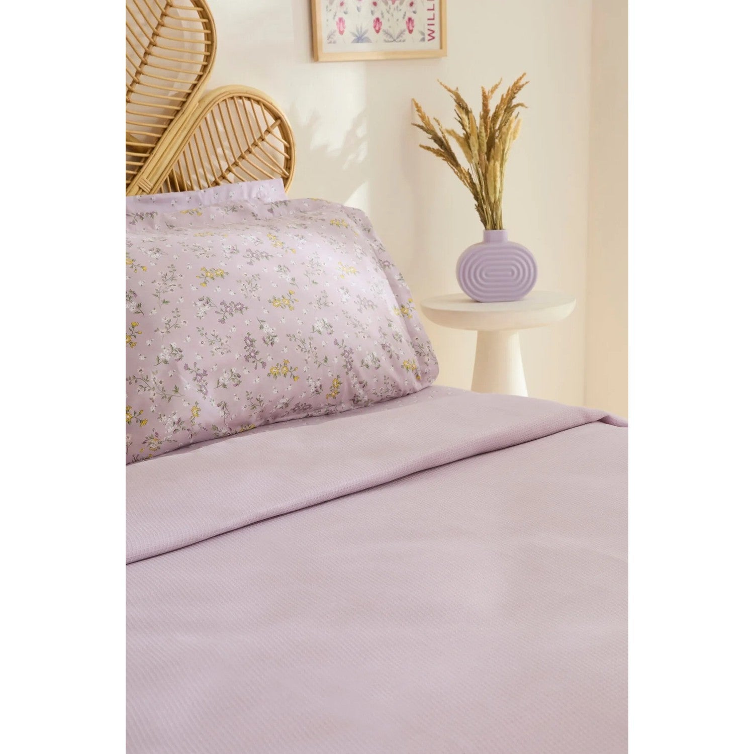 Karaca Home Noa Light Plum Bamboo Double Bed Quilt Set 200x220 cm (2 Pieces) Pillowcases - MALLTURK