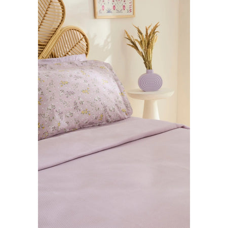 Karaca Home Noa Light Plum Bamboo Double Bed Quilt Set 200x220 cm (2 Pieces) Pillowcases - MALLTURK