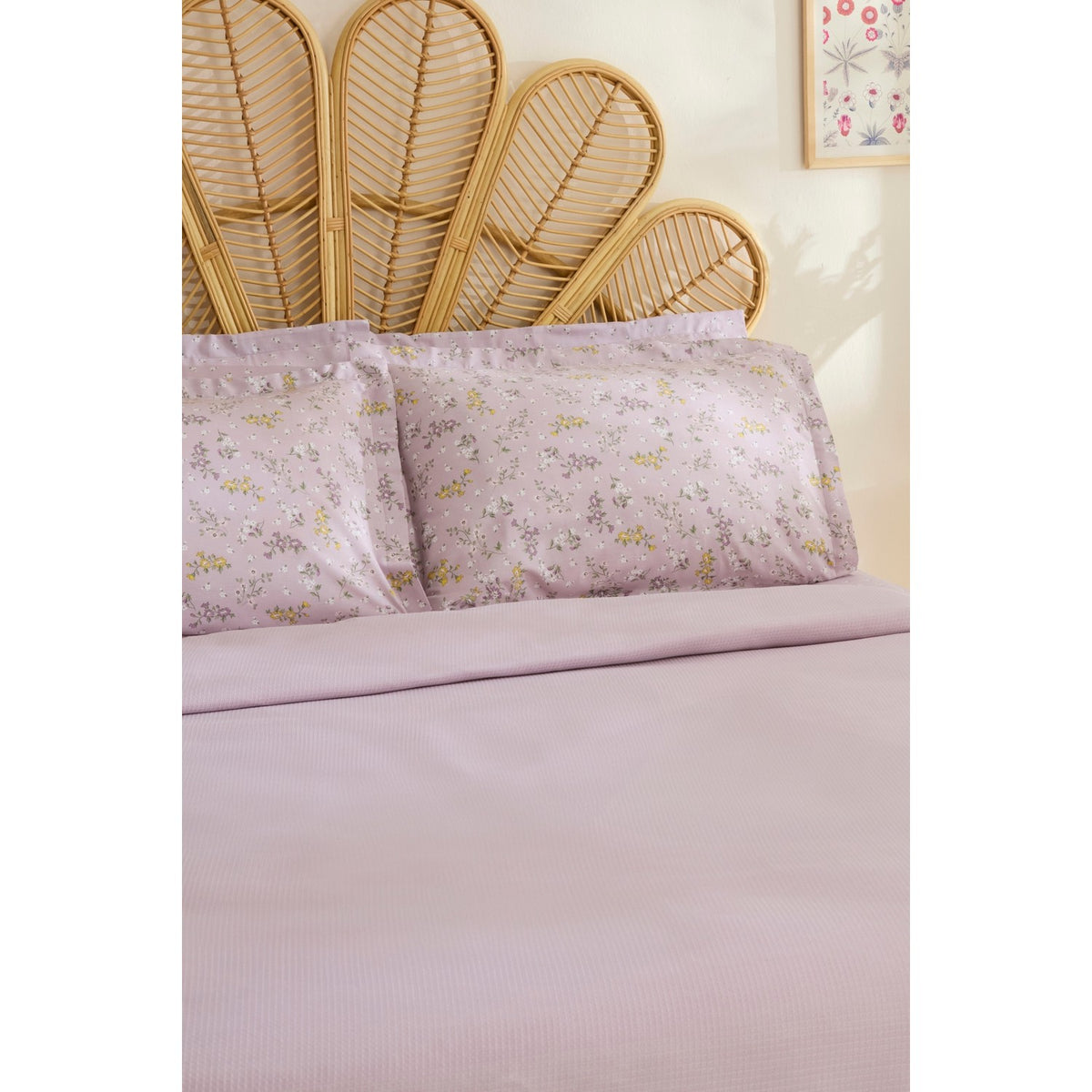 Karaca Home Noa Light Plum Bamboo Double Bed Quilt Set 200x220 cm (2 Pieces) Pillowcases - MALLTURK