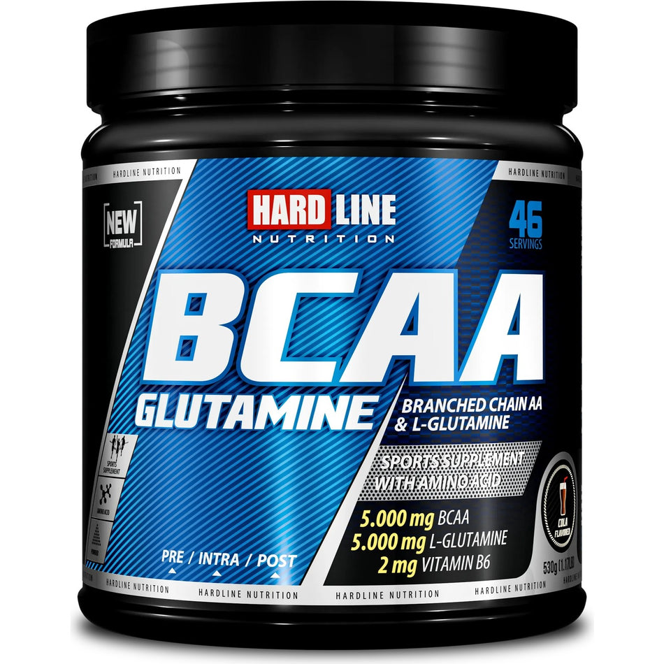 Hardline Nutrition BCAA Glutamine 530g (46 Servings) Cola Flavored - MALLTURK