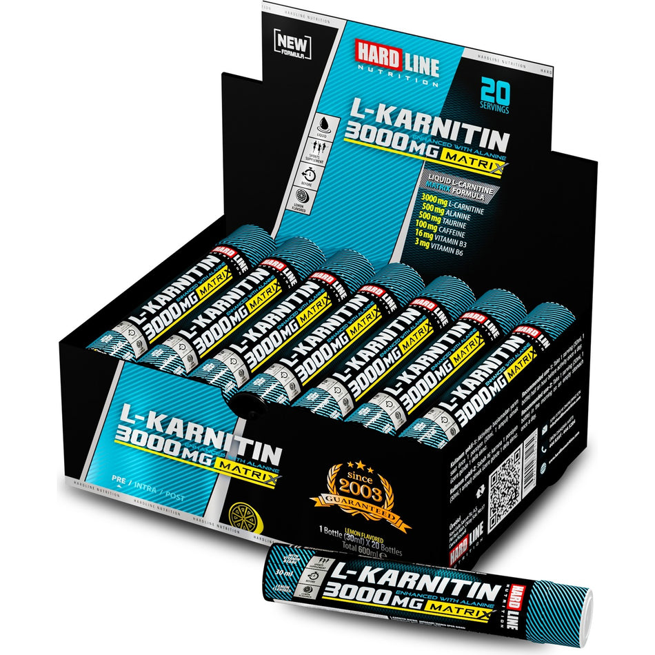 Hardline Nutrition Caffeine 200 mg Liquid, 20 Bottles (30 ml), Lemon Flavored - MALLTURK
