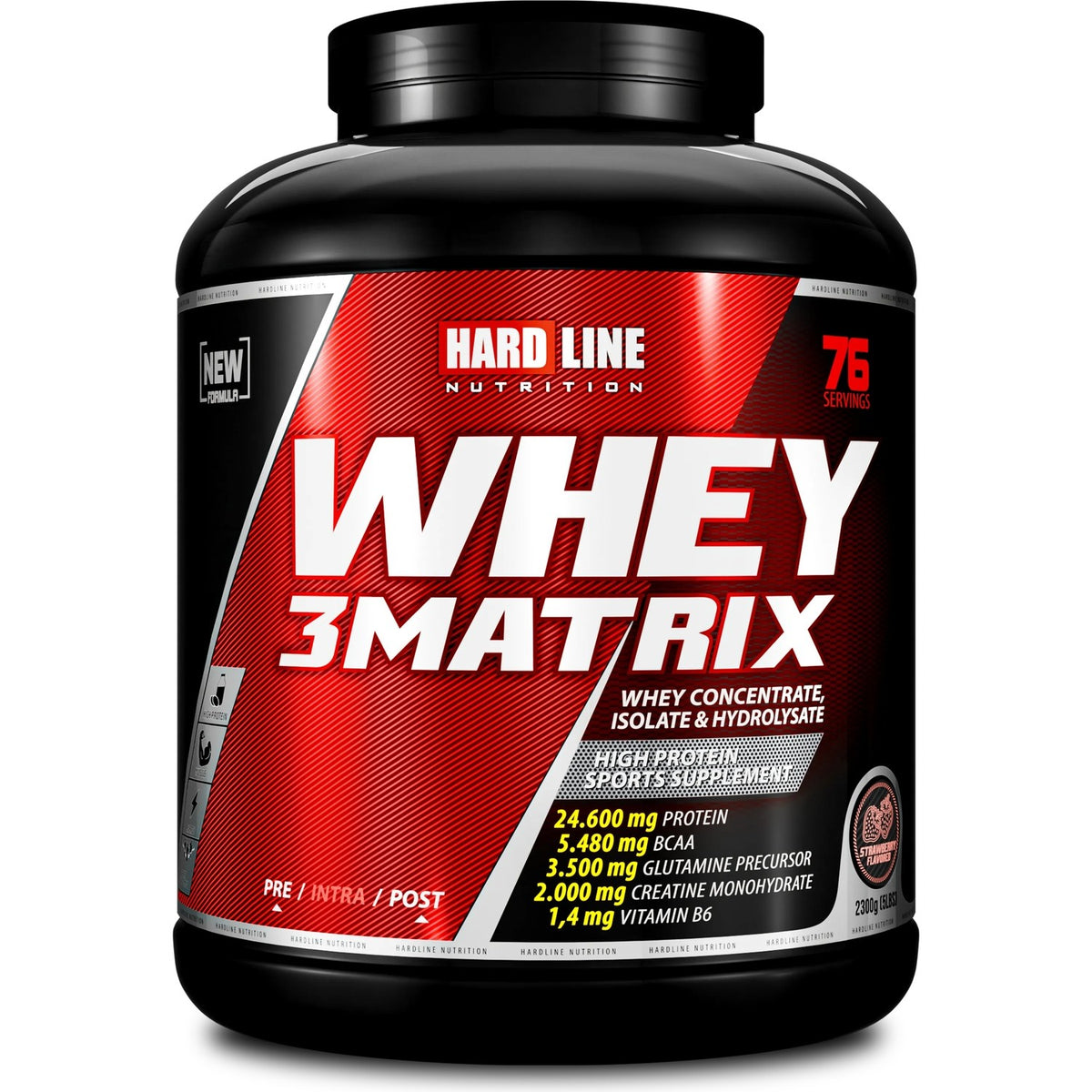 Hardline Nutrition Hardline Whey 3 Matrix Protein Powder 2300 gr Strawberry Flavored Made in Türkiye - MALLTURK