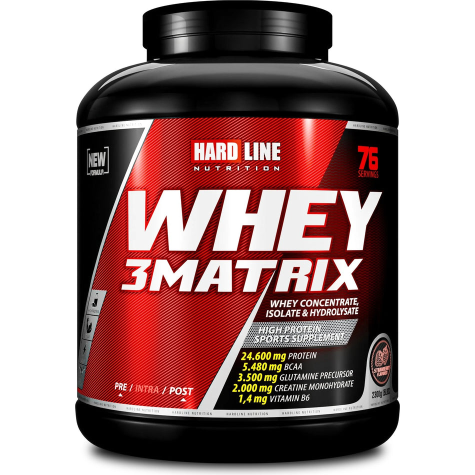 Hardline Nutrition Hardline Whey 3 Matrix Protein Powder 2300 gr Strawberry Flavored Made in Türkiye - MALLTURK