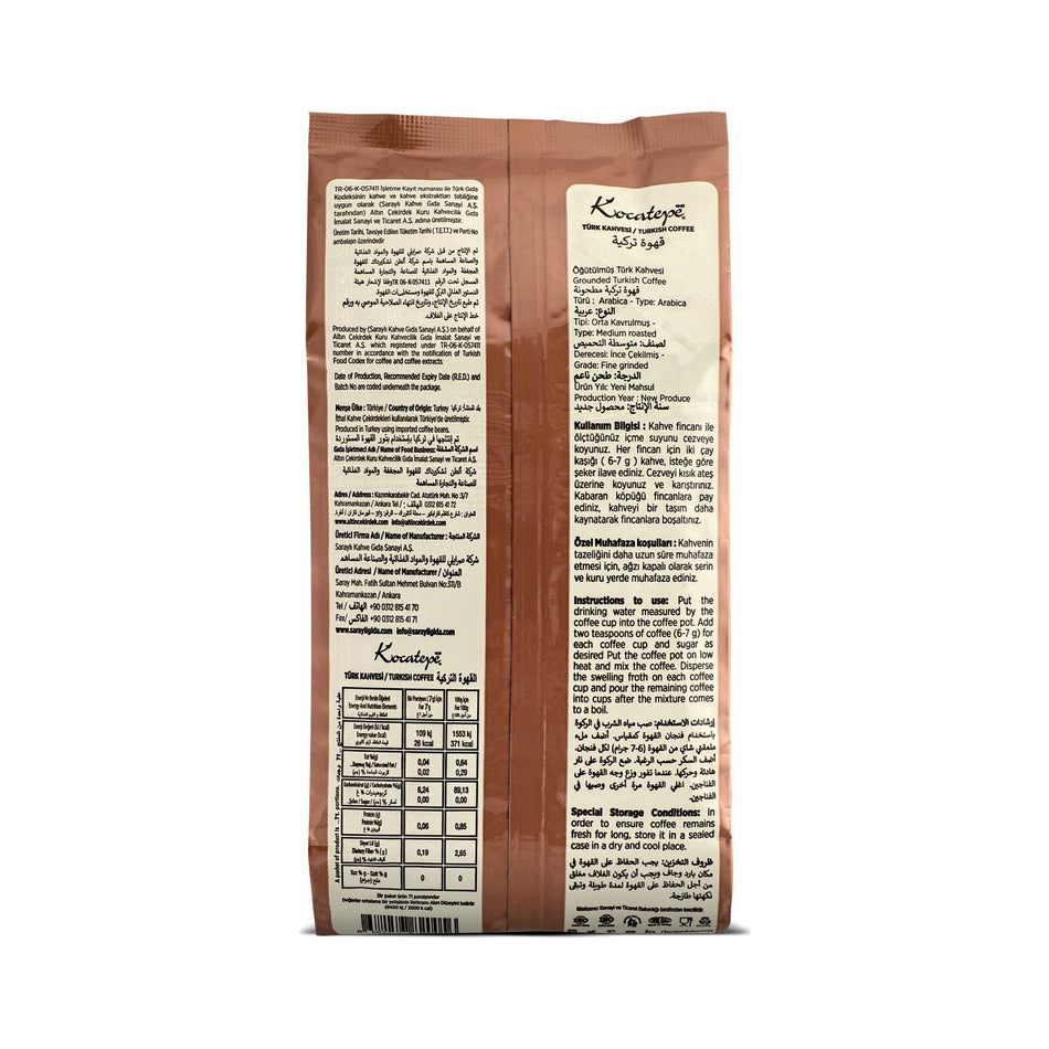 Kocatepe Coffee - Kocatepe Turkish Coffee 500 gr Foil Pack - Traditional Flavor, Medium Roast - MALLTURK