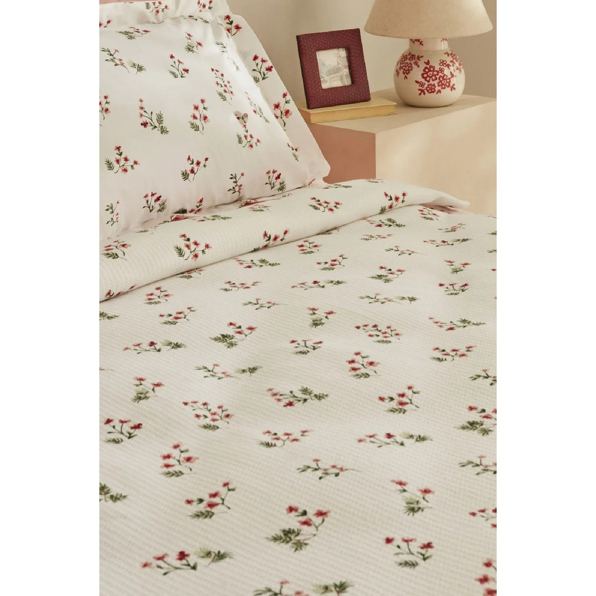 Karaca Home Silvie 100% Cotton Single Pique Set Red - MALLTURK