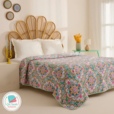 Karaca Home Luna Multi-Purpose Double Bedspread Multicolor - MALLTURK