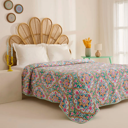 Karaca Home Luna Multi-Purpose Double Bedspread Multicolor - MALLTURK