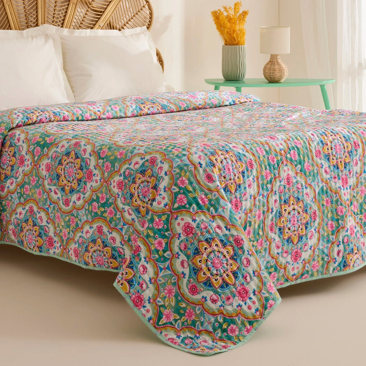 Karaca Home Luna Multi-Purpose Double Bedspread Multicolor - MALLTURK