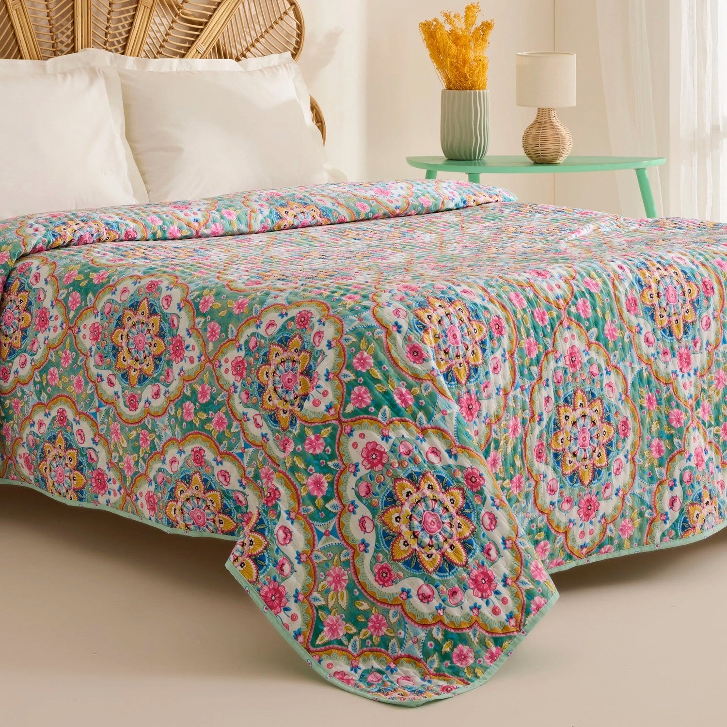 Karaca Home Luna Multi-Purpose Double Bedspread Multicolor - MALLTURK