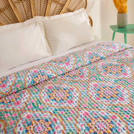 Karaca Home Luna Multi-Purpose Double Bedspread Multicolor - MALLTURK