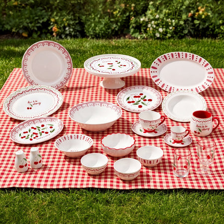 Karaca Cherry Time Striped Turkish Coffee Cup Set 90 ml - MALLTURK