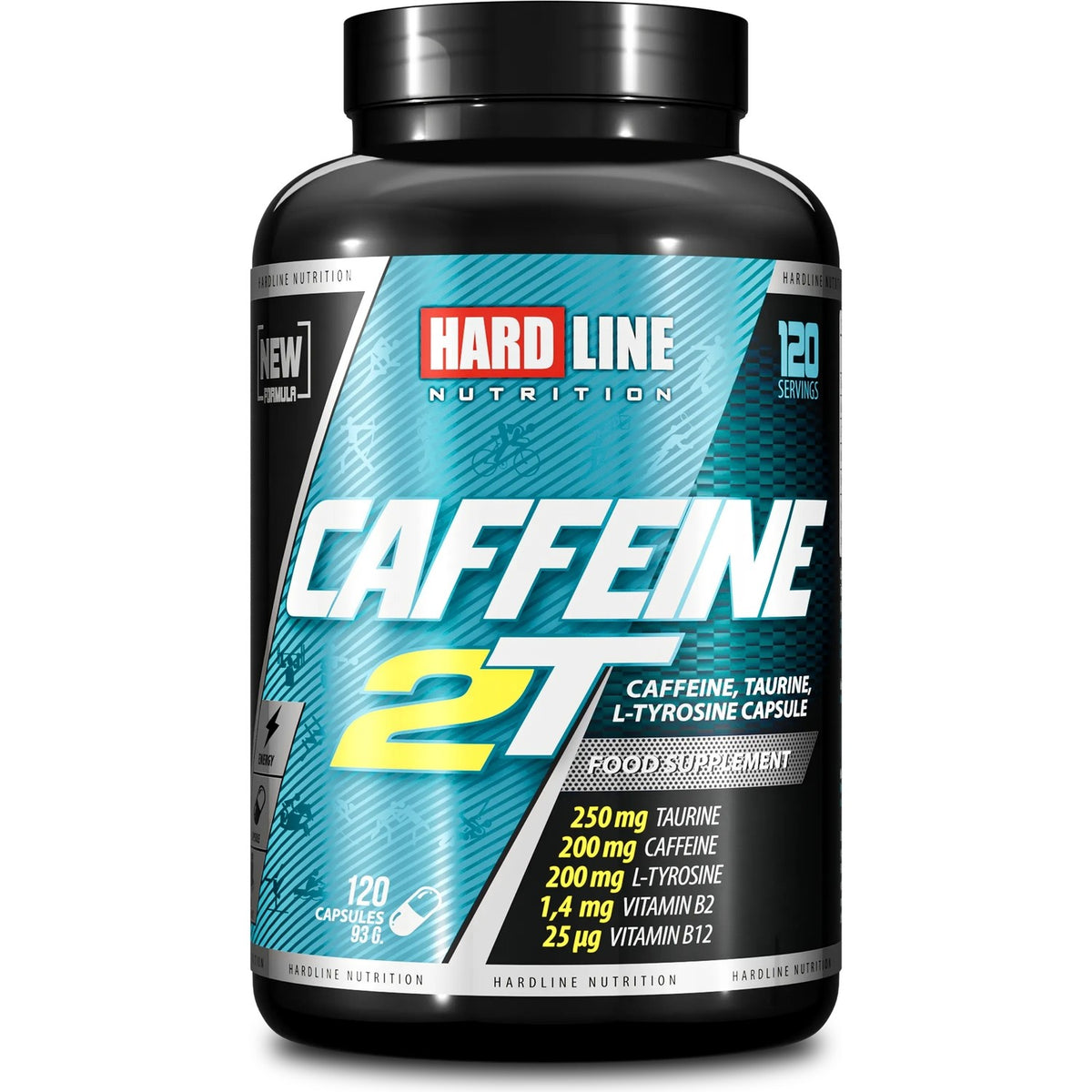Hardline Nutrition Caffeine 2t 120 Capsules is a food supplement containing taurine, originating from Türkiye. - MALLTURK