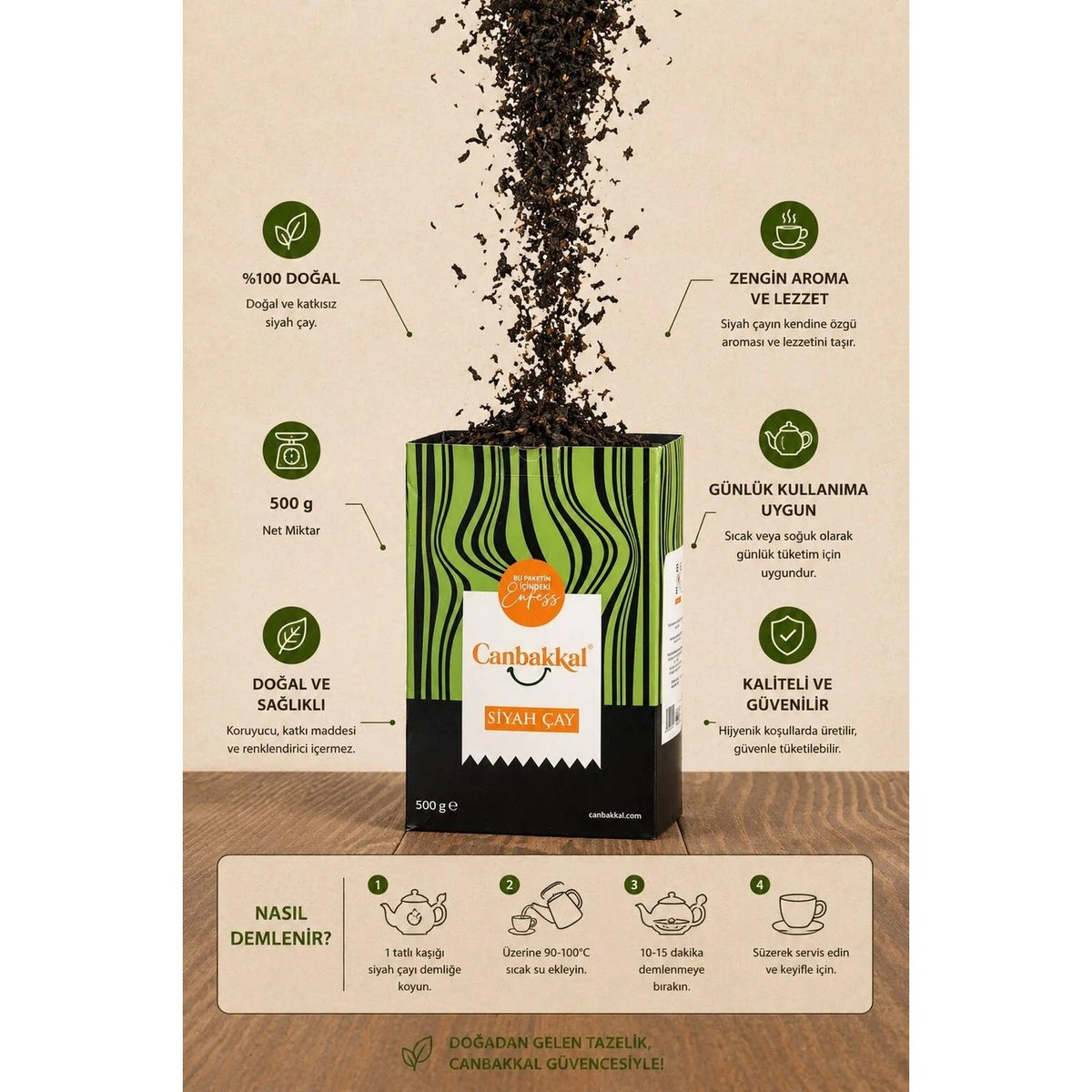 Canbakkal Mayis tea (Ilk Surgun) 500 g natural and Yumusak Icimli Turk Siyah tea - MALLTURK