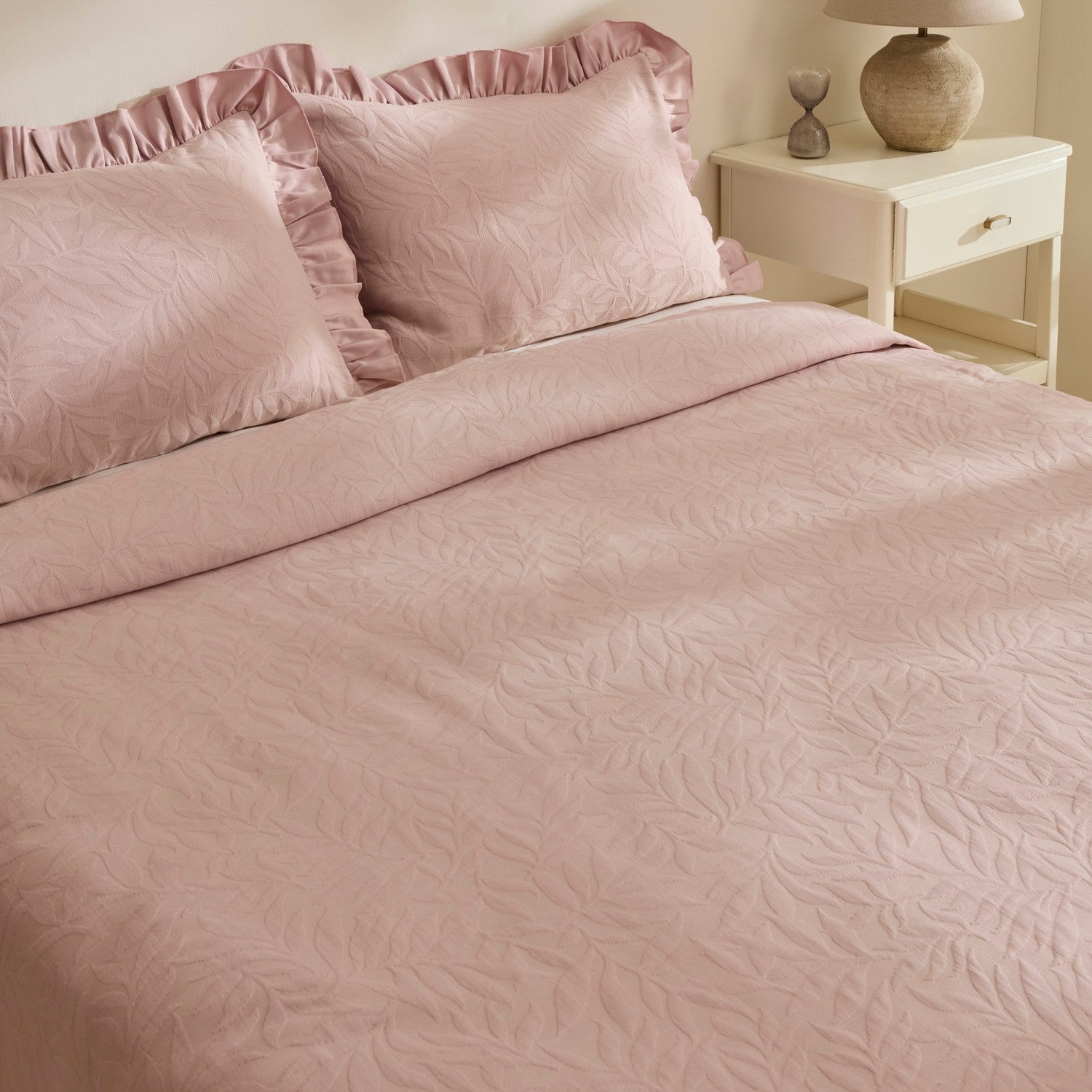 Karaca Home Branley Ruffled Single Bedspread Set, Powder Pink - MALLTURK
