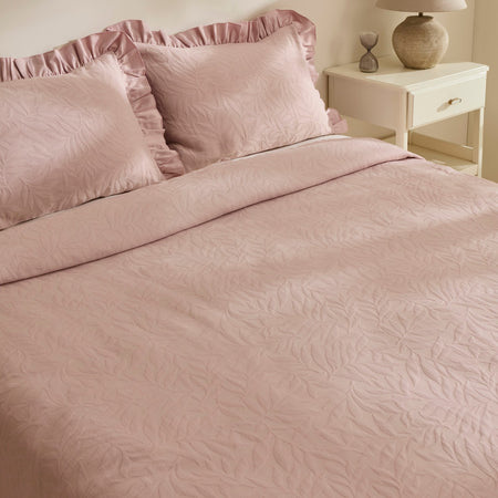 Karaca Home Branley Ruffled Single Bedspread Set, Powder Pink - MALLTURK