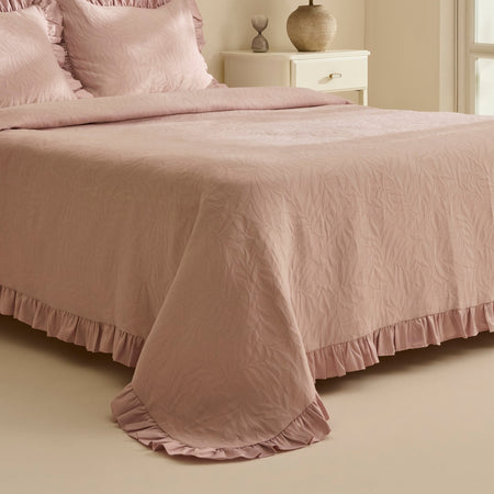 Karaca Home Branley Ruffled Single Bedspread Set, Powder Pink - MALLTURK
