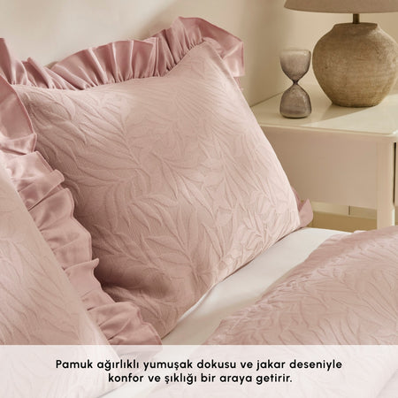 Karaca Home Branley Ruffled Single Bedspread Set, Powder Pink - MALLTURK