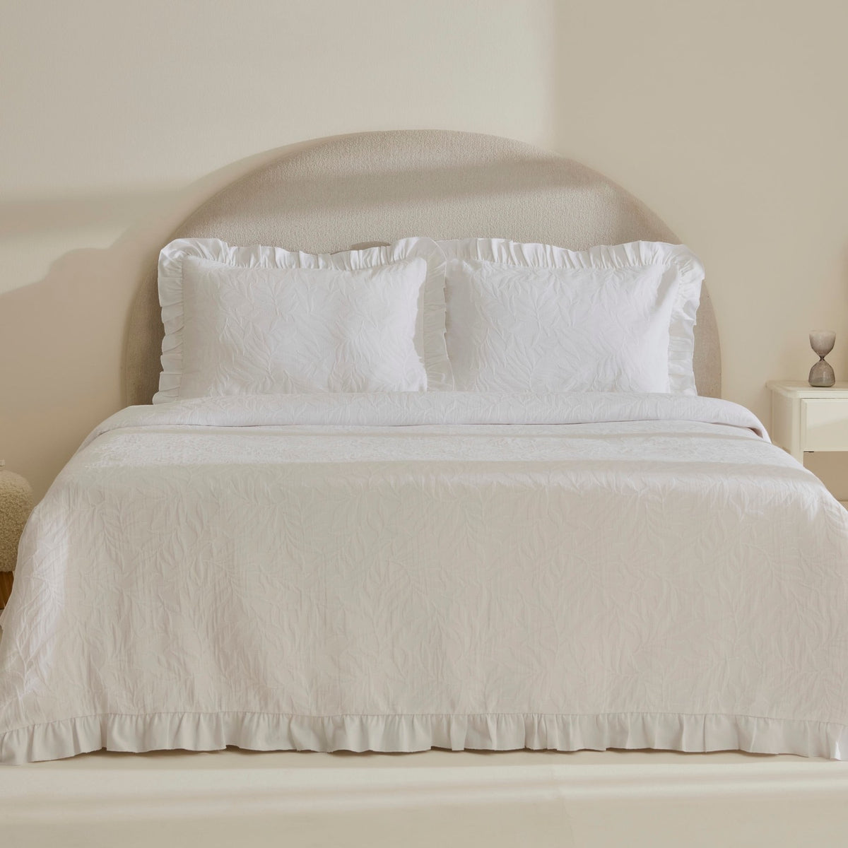 Karaca Home Branley Ruffled Single Bedspread Set White - MALLTURK
