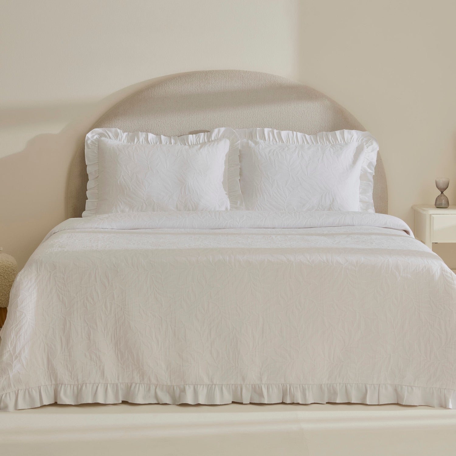 Karaca Home Branley Ruffled Single Bedspread Set White - MALLTURK