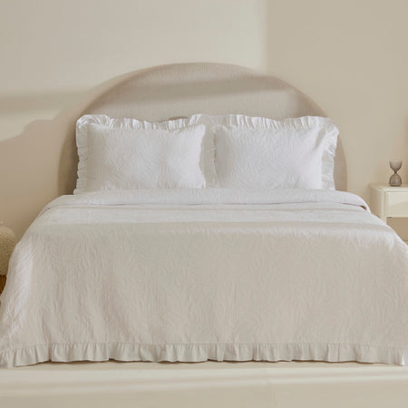 Karaca Home Branley Ruffled Single Bedspread Set White - MALLTURK