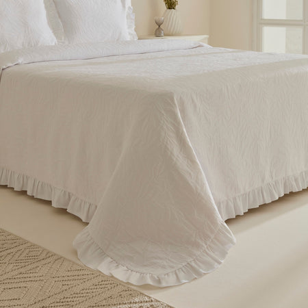 Karaca Home Branley Ruffled Single Bedspread Set White - MALLTURK