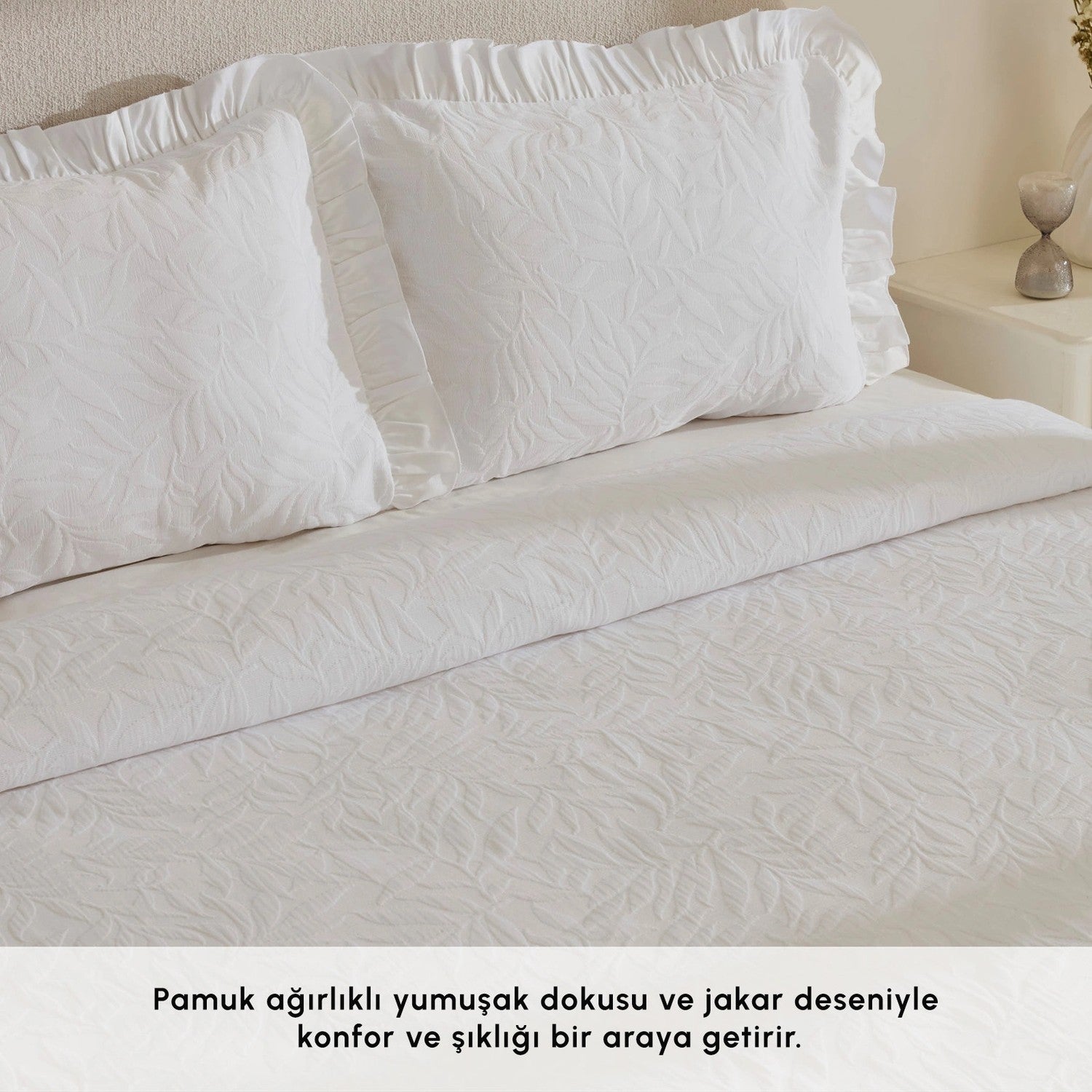 Karaca Home Branley Ruffled Single Bedspread Set White - MALLTURK