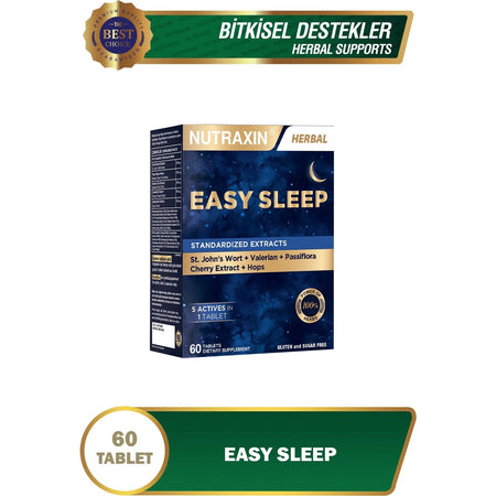 Nutraxin Easy Sleep 60 Tablet - Sari Kantaron, Visne, Kediotu Kok and Carkifelek Ekstresi - MALLTURK