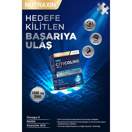 Nutraxin Citicoline 300 mg 30 Softgel Turkey Origin For Adults Omega 3 Dietary Supplement - MALLTURK
