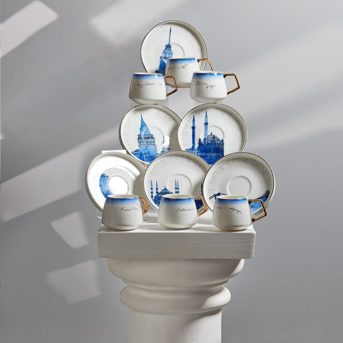 Karaca x IST Collection Istanbul Porcelain Turkish Coffee Cup Set for 6, 100 ml - MALLTURK