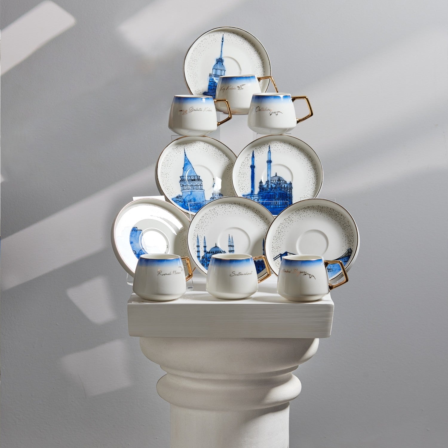 Karaca x IST Collection Istanbul Porcelain Turkish Coffee Cup Set for 6, 100 ml - MALLTURK
