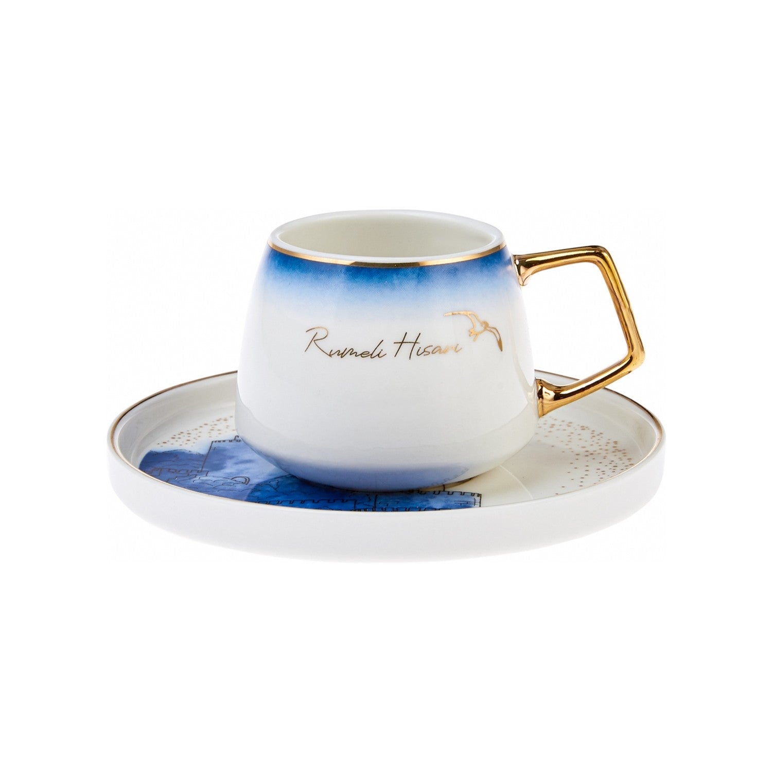 Karaca x IST Collection Istanbul Porcelain Turkish Coffee Cup Set for 6, 100 ml - MALLTURK