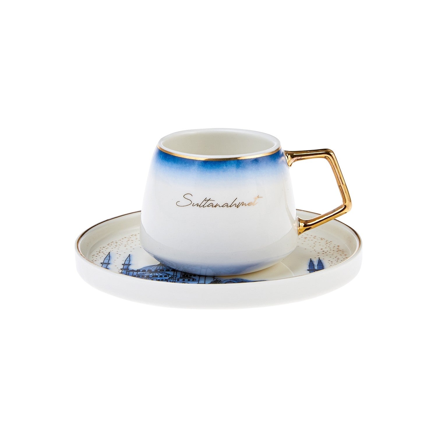Karaca x IST Collection Istanbul Porcelain Turkish Coffee Cup Set for 6, 100 ml - MALLTURK