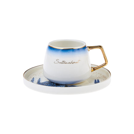 Karaca x IST Collection Istanbul Porcelain Turkish Coffee Cup Set for 6, 100 ml - MALLTURK