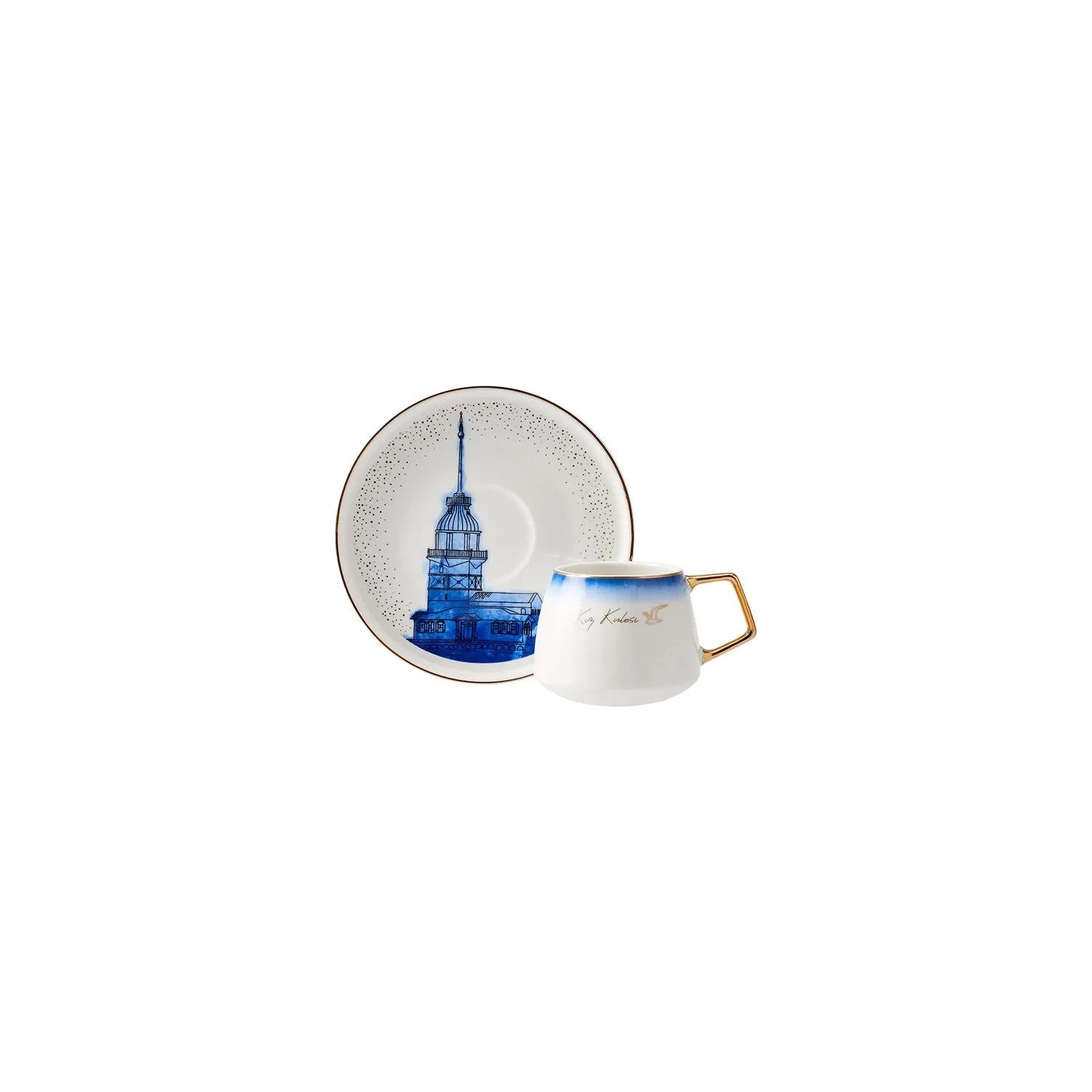 Karaca x IST Collection Istanbul Porcelain Turkish Coffee Cup Set for 6, 100 ml - MALLTURK