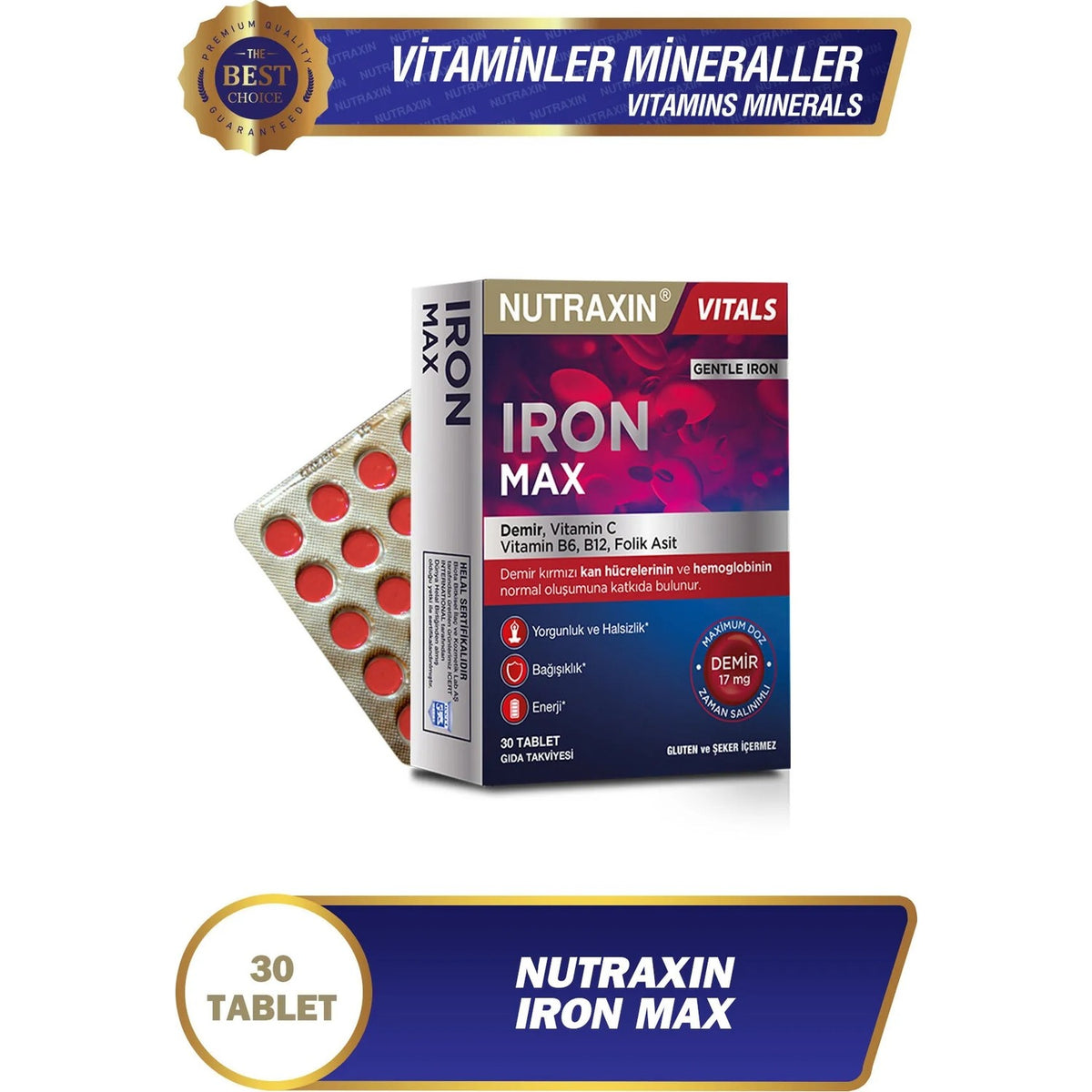 Nutraxin Iron Max 17 mg 30 Tablet - MALLTURK
