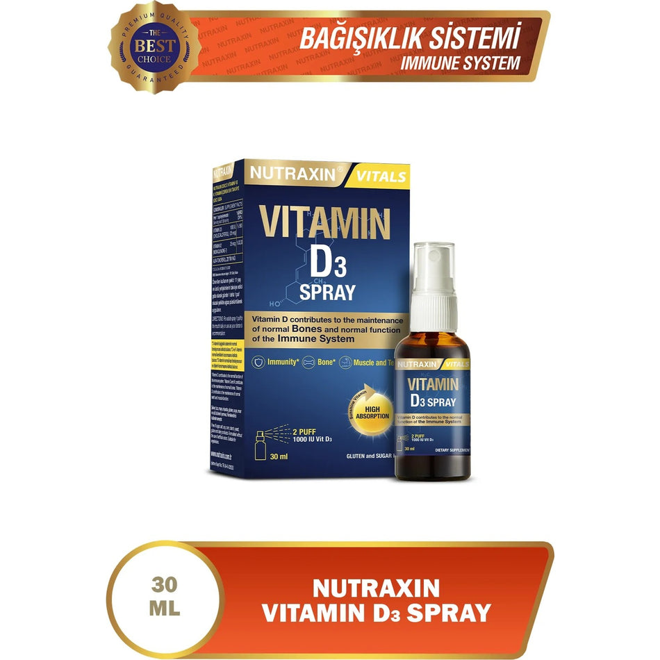 Nutraxin Vitamin D3 Spray 1000 Iu 30 ml - MALLTURK