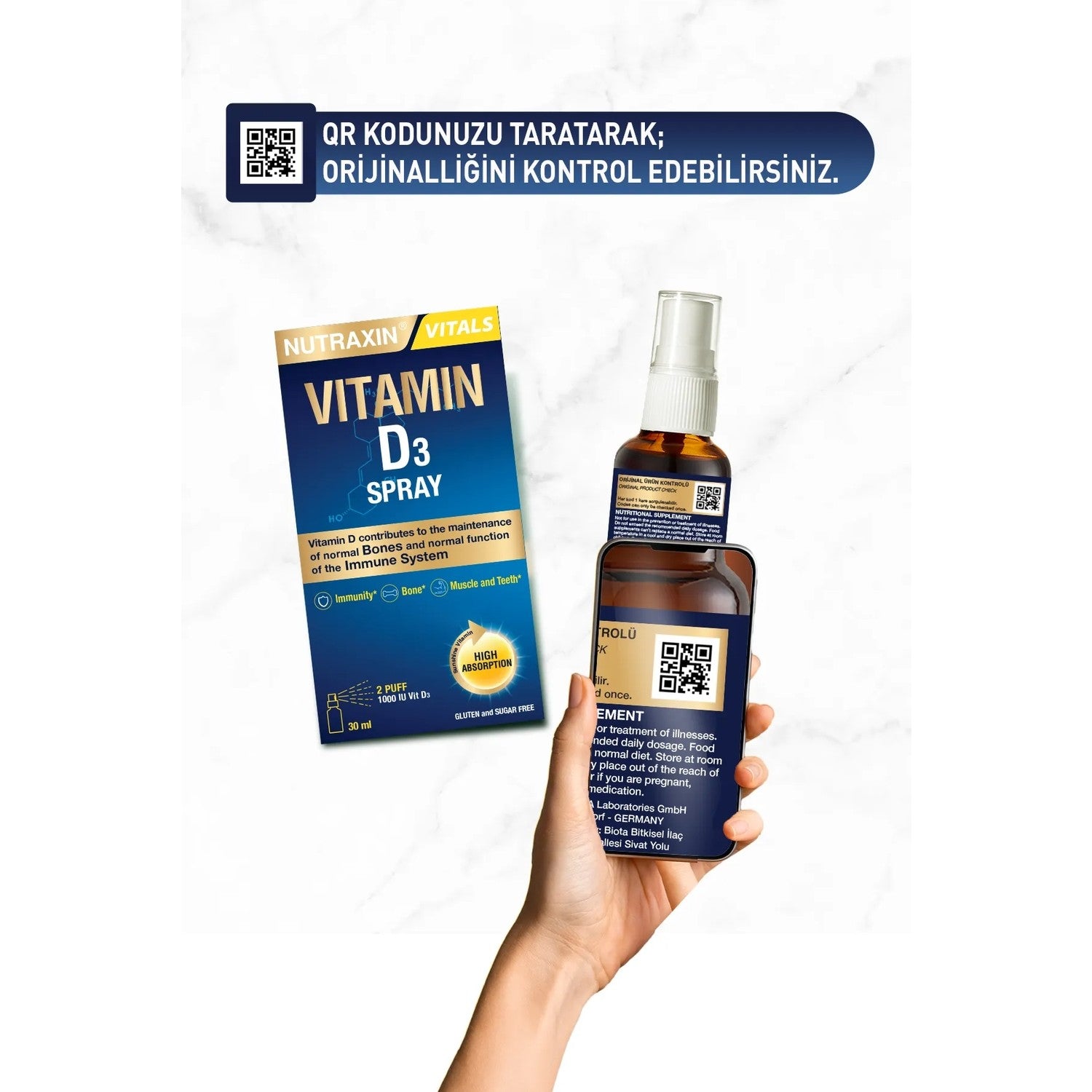Nutraxin Vitamin D3 Spray 1000 Iu 30 ml - MALLTURK