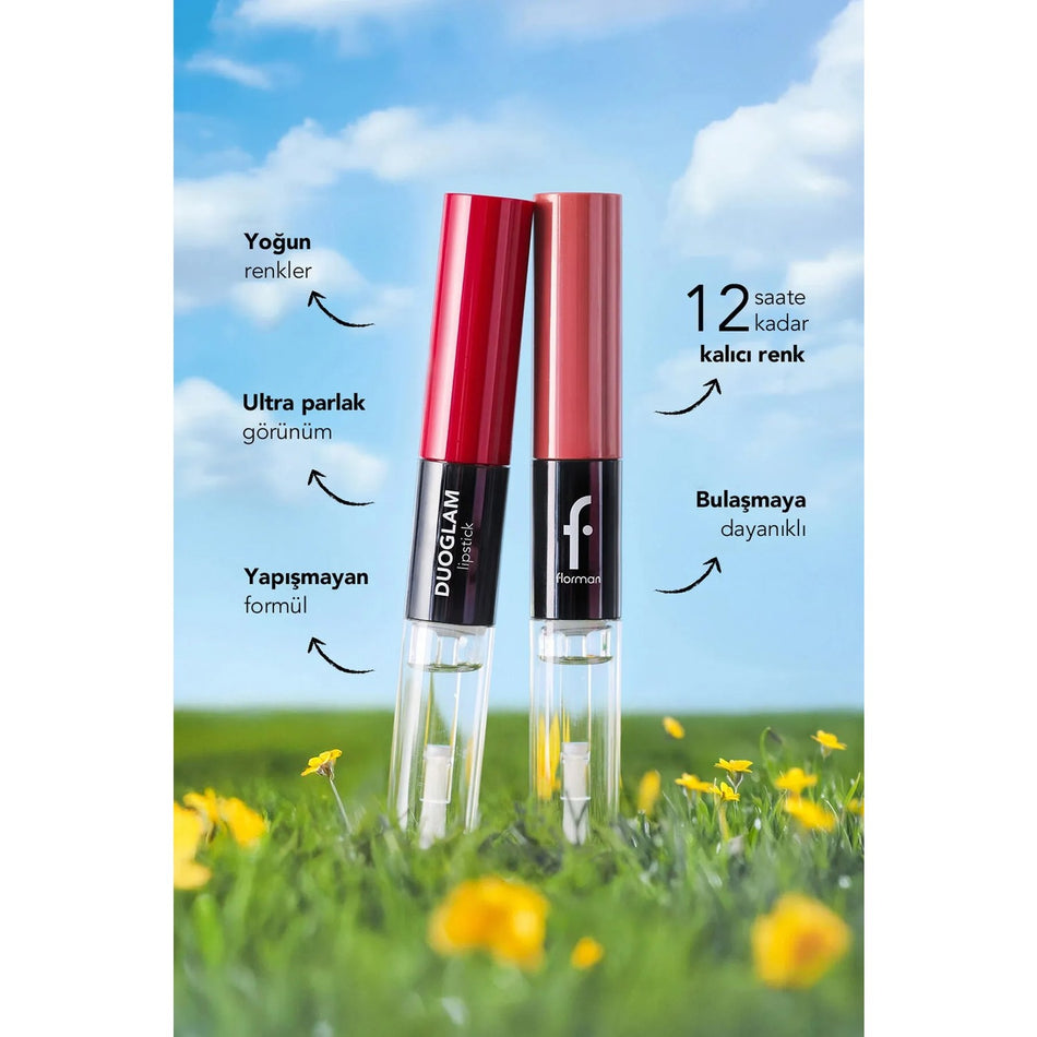 Flormar Duoglam High Pigment Creamy Liquid Lipstick & Ultra Long-Lasting Lip Gloss - 007 Laugh