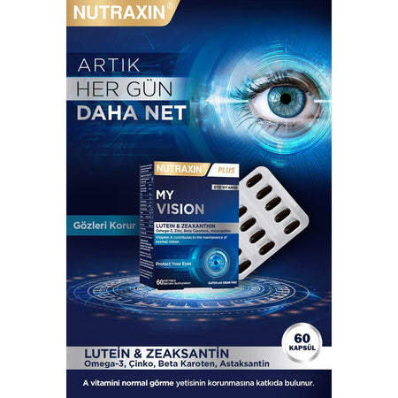 Nutraxin My Vision Goz Vitamin 60 Capsule Lutein and Zeaksantin with Turkey Origin Supplement - MALLTURK