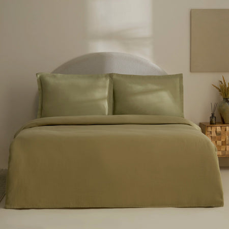 Karaca Home Farel Muslin Double Bed Quilt Set, Sage - MALLTURK