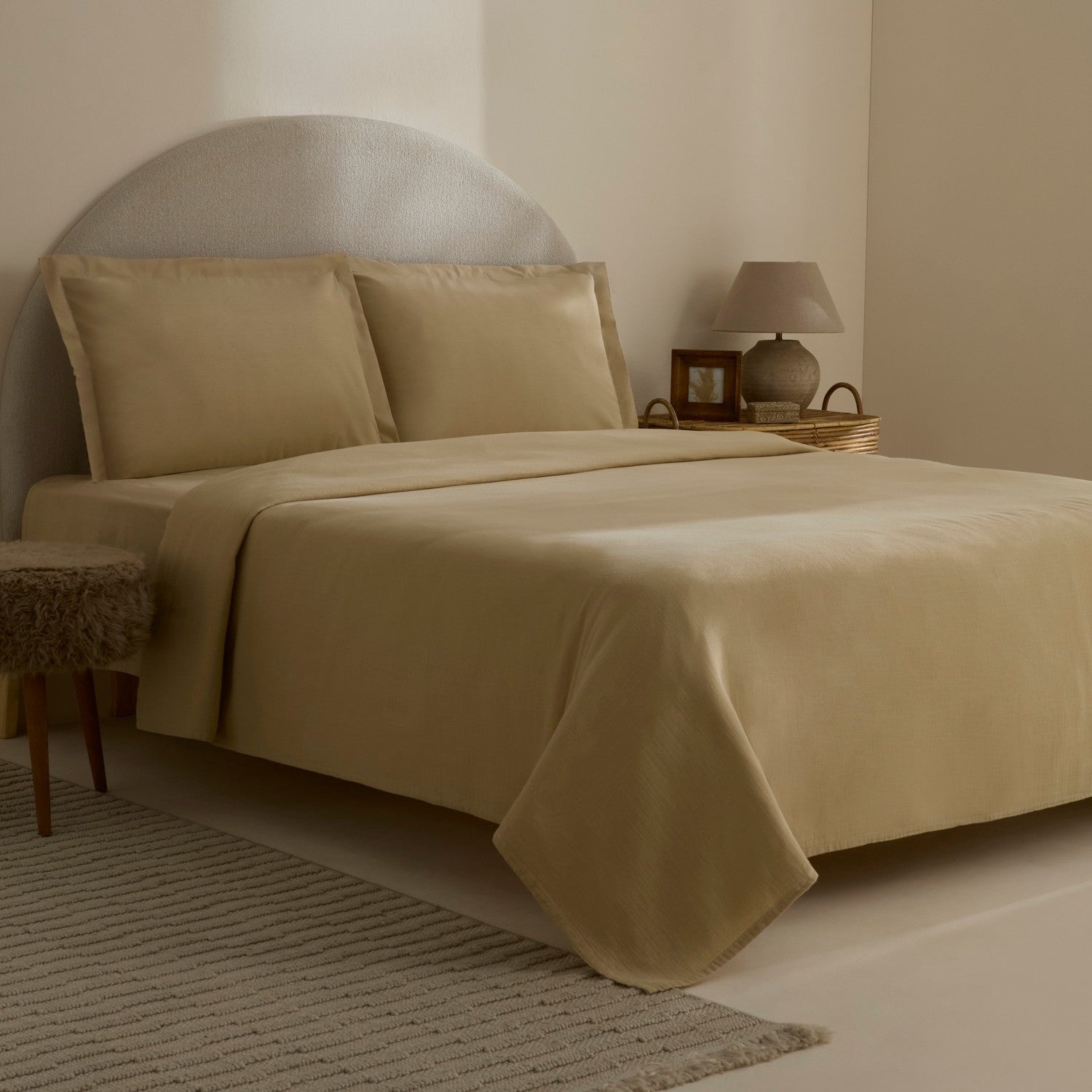 Karaca Home Farel Muslin Double Bed Quilt Set, Mink - MALLTURK